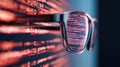 Glasses reflect binary code. Network activity shows new wireless digital communication. Emerging data connects to fast mobile Royalty Free Stock Photo