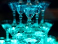 Glasses of rum cocktail close-up with blue lighting Royalty Free Stock Photo