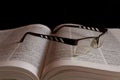 Glasses on Russian Cyrillic dictionary Royalty Free Stock Photo