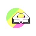 Glasses the 90s icon. Simple line, outline vector in color circle of retro 90s style icons for ui and ux, website or mobile Royalty Free Stock Photo