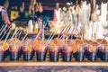 Glasses of sangria drink with slice of orange and straw Royalty Free Stock Photo