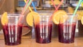 glasses of sangria in a food, refreshing summer drink