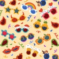 Glasses seamless pattern. Party sunglasses. Repeated masquerade spectacles. Different lens shapes frames. Carnival Royalty Free Stock Photo