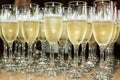 Glasses served with champagne, to make a toast at a social event Royalty Free Stock Photo