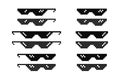 Glasses set. Sunglasses pixel. Glasses icon. Illustration in pixel style. Vector illustration