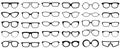 Glasses silhouette. Retro glasses, eye health eyewear and rim sunglasses silhouettes vector set