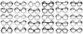 Glasses silhouette. Rim sunglasses, spectacle frame and eyewear silhouettes vector set