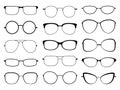 Glasses silhouette. Stylish frame sunglasses, eyeglasses optical eyesight different shapes, frames and fashion rims