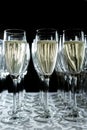 Glasses of sparkling wine stand in a row Royalty Free Stock Photo