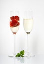 Glasses of sparkling wine and strawberry Royalty Free Stock Photo