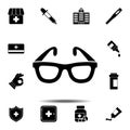 The glasses, spectacles, eyeglasses, glass, spectacle, specs icon. Simple glyph vector element of Medecine set icons for UI and UX