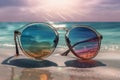 Glasses summer beach light. Generate Ai