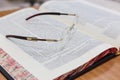 Glasses on the Talmud. Background Torah study Royalty Free Stock Photo