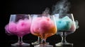 Glasses with tasty cotton candy cocktail. generative ai Royalty Free Stock Photo