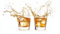 Glasses of tequila toasting with a splash on a white background Royalty Free Stock Photo