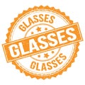 GLASSES text on orange round stamp sign