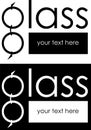 Glasses in the text, word glass minimalist logo