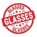 GLASSES text written on red round stamp sign