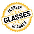 GLASSES text on yellow-black round stamp sign