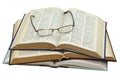 Glasses on three open books Royalty Free Stock Photo