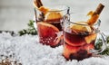 Glasses of traditional spicy Christmas Gluhwein Royalty Free Stock Photo