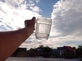 Glasses under the evening sky