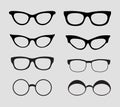 Glasses vector set. Retro, hipster styles