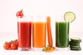 Glasses of vegetables juice