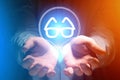 Glasses view icon over hands - Medical concept