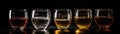Glasses Of Vinegaron Black Background Wde Panoramic. Generative AI Royalty Free Stock Photo
