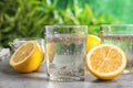 Glasses of water with chia seeds and lemon Royalty Free Stock Photo