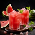 Two glasses of watermelon drink