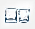 Glasses whiskey vector one line art drink isolated sketch