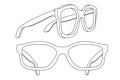 Glasses. White flat outline drawing