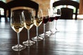 Glasses of white and red wines Royalty Free Stock Photo