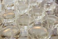 Glasses with white wine. Catering services. Glasses with wine in row background at restaurant party. Shallow dof Royalty Free Stock Photo