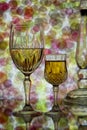 Glasses of wine on abstract background Royalty Free Stock Photo