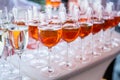 Glasses of wine. Banquet service Royalty Free Stock Photo