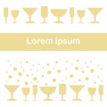 Glasses of wine, champagne, splashes. Vector illustration in flat style for greeting cards, invitations and more Royalty Free Stock Photo