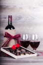 Glasses of wine and chocolates Royalty Free Stock Photo