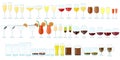 Glasses for wine color illustration, champagne, whiskey, cognac.