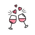 Glasses of wine doodle icon, vector illustration Royalty Free Stock Photo