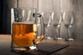 Glasses of wine and a mug of beer Royalty Free Stock Photo