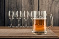 Glasses of wine and a mug of beer Royalty Free Stock Photo