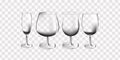 Glasses for wine. Realistic wine glasses on a transparent background