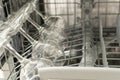 Glasses of wine are stacked rhythmically in the dishwasher Royalty Free Stock Photo