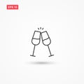 Glasses wine vector icon clinking isolated 1