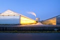 Glasshouse at dusk Royalty Free Stock Photo