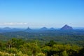 Glasshouse Mountains from scenic observation deck at Mary Cairncross Scenic Reserve Royalty Free Stock Photo