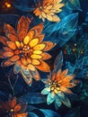 Glassmorphic tribal floral patterns with glowing highlights Royalty Free Stock Photo